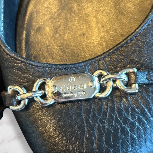 Gucci Black Leather Cellarius Silver Hardware Ballet Flats Sz 35 5 / 5.5 - Picture 11 of 15